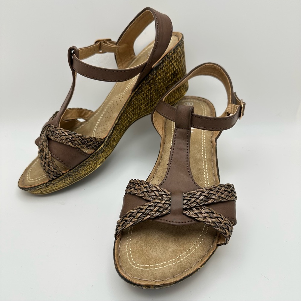 PATRIZA By Spring Step Malorie Brown Wedge Sandals